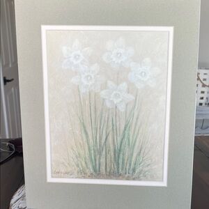 Elegant Floral Art Print in Soft Green and White